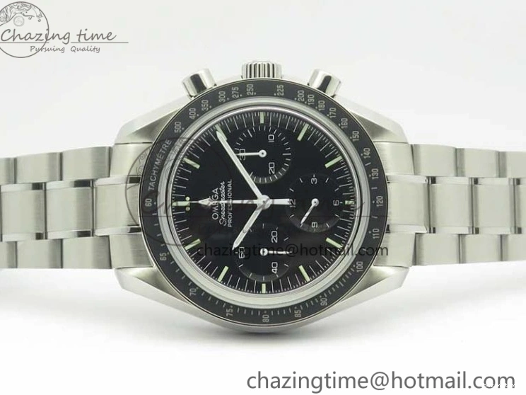 0419 Durable Speedmaster Professional SS OMF Best Edition Black Dial on SS Bracelet Manual Winding Chrono Movement 7995